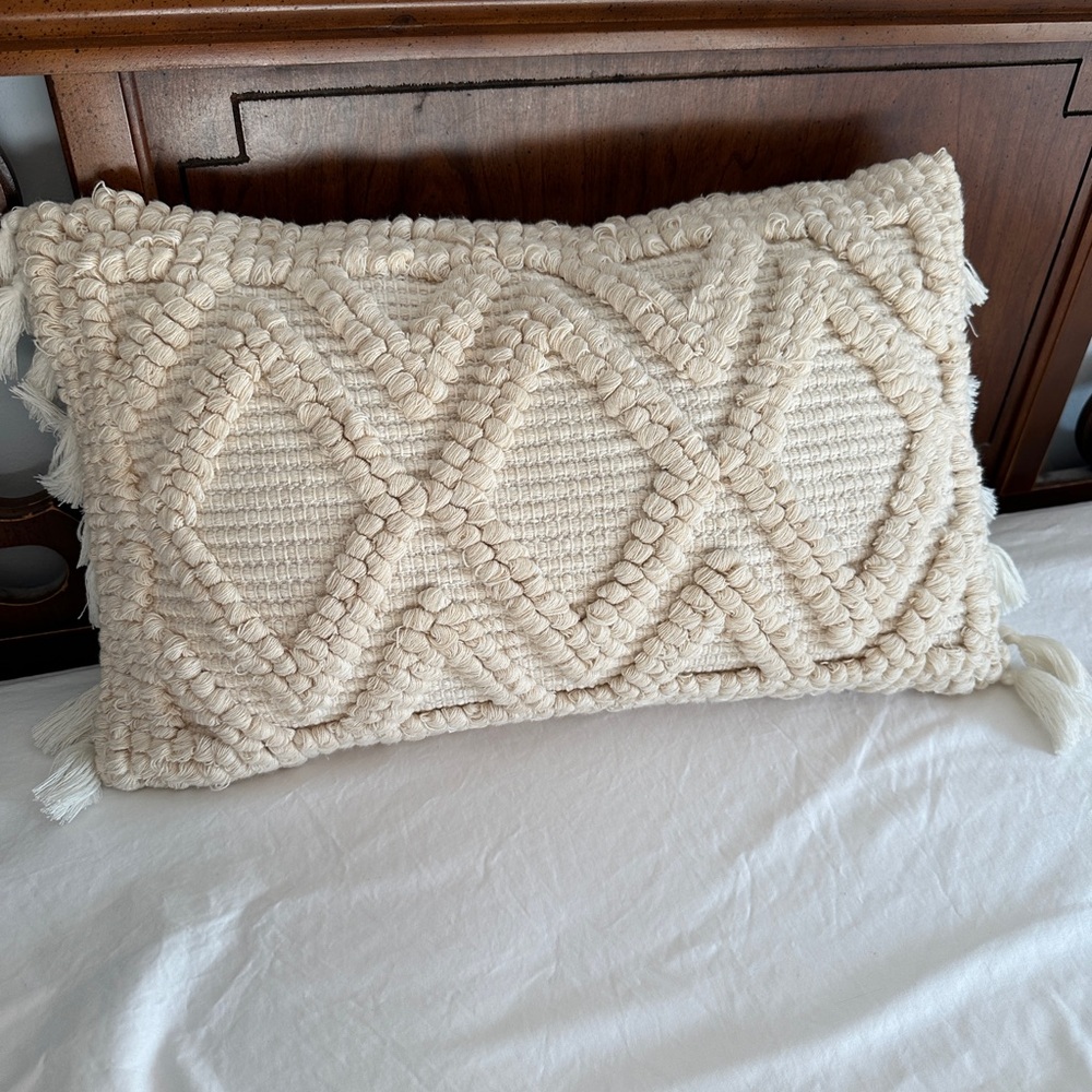 Cream Textured Throw Pillow